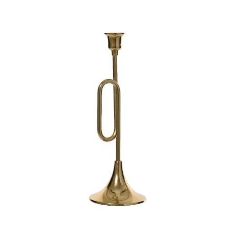 CANDELABRO FORMA TROMBA H.34CM. ALLUMINIO ORO